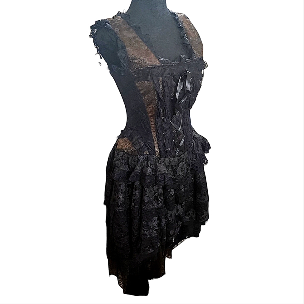 Ophelie Dress, Brown and Black, Corsette, Lace, Size 26